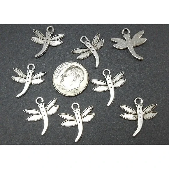 12pcs Silver Dragonfly Charms silvertone‎ metal, jewelry making supplies - Picture 4 of 4